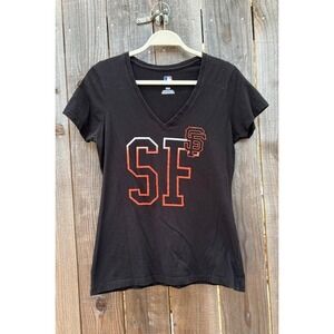MLB San‎ Francisco Giants Womens T-Shirt V-Neck Black Short Sleeve Tee
